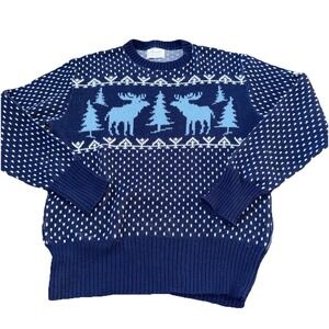 Vintage Jersild 1960s Moose Birdseye Ski Sweater Men M Made in USA Swiss Machine
